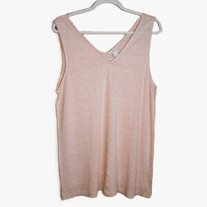 Sundance Pink Linen V-Neck Tunic Tank Top L